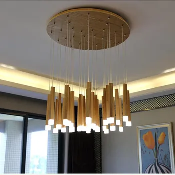 יפני מודרני נברשת הובילה מוצק מטבח המסעדה עץ התליון מנורה בסגנון עץ התליון המנורה לופט דקו השעיה אור