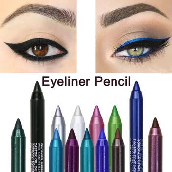 14 צבעים עמיד למים אייליינר עיפרון פיגמנט חום שחור נצנצים Eyeiner עט עבור נשים אופנת צבע עיניים איפור קוסמטיקה