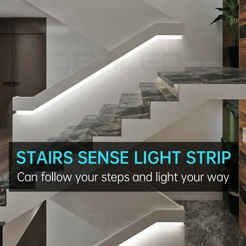 תנועת PIR חיישן אור הרצועה מיני שליטה מדרגות לייעל תחת הקבינט הלילה אור למיעון הוביל את רצועת קלטת על המדרגות