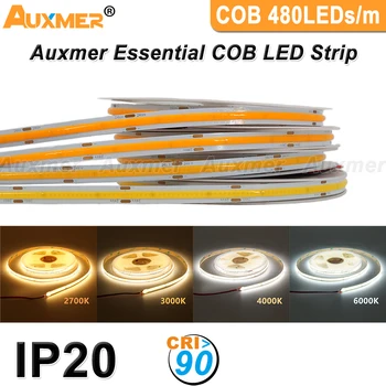COB LED הרצועה אורות 480LEDs/m צפיפות גבוהה גמיש COB LED אורות RA90 לבן 2700K-6000K LED קלטת Dimmable DC24V 5m IP20