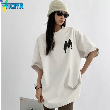 YICIYA חולצה y2k גזורה נשים חדש בסיבוב מנופחים, צווארון חולצת שרוול קצר חולצות חולצות חולצת טי tees אופנה הקיץ