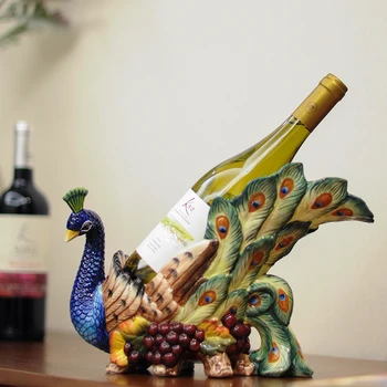 טווס קרמיקה יין בעל הגינה, חיות, קישוט, עיצוב הבית יצירה, קישוט חדר פיסול, מתנות יצירתיים