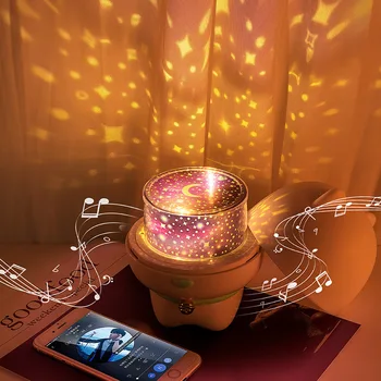 כוכב הקרנת מנורת לילה LED רומנטי סיבוב Bluetooth מוסיקה אור הולדת של ילדים מתנות חג המולד עבור גברים ונשים