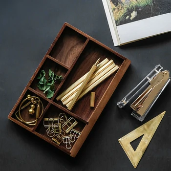אגוז מחיצת עץ אחסון מגש הנורדית המודרנית סקנדינביה כלי אוכל, תכשיטים ושונות שולחן העבודה תיבת אחסון הביתה ארגונית