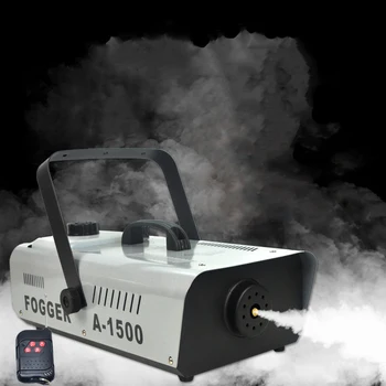 1500W מכונת עשן מקצועית Thermostatic מכונת ערפל מרחוק או חוט שליטה דיסקו DJ לחתונה הקוטל מכונת אורות הבמה