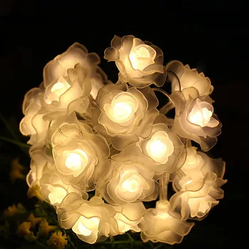 1.5/3/4.5/6M LED גרלנד פרחים מלאכותיים הזר אורות מחרוזת קצף רוז פיות אורות לחג האהבה חתונה קישוט