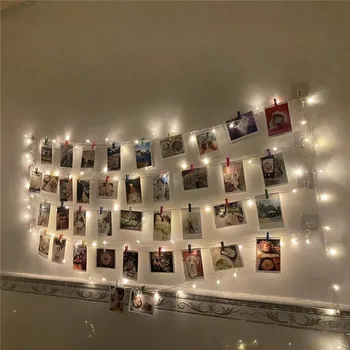 הסוללה מופעל, מסיבת חג המולד קישוט תמונה מחרוזת אורות LED USB פיות נצנץ אור לתליית תמונות לקיר עיצוב חתונה