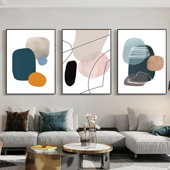 הנורדית המודרנית גיאומטריות פשוטות צבע עגול בד הציור רטרו תעשייתי דפוס אמנות קיר הפוסטר עבור הסלון לעיצוב הבית