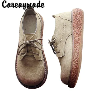Careaymade-Hotsale,אביב חדש עבה תחתונה נעליים בודד,ראש גדול מקורי בסגנון רטרו אמנות נמוכה העליונה נעלי נשים,4 צבעים