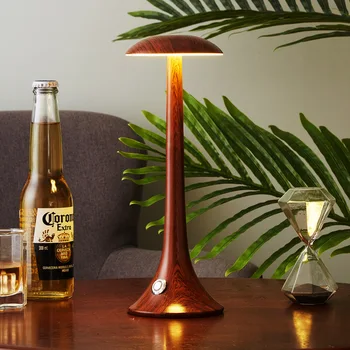 בציר LED בר מנורת שולחן יצירתי נטענת עץ תבואה מלון נטענת מנורת שולחן מקורה מסעדה ארוחת לילה אור