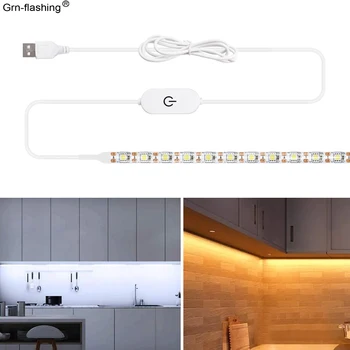 חיישן מגע 5050 אור LED הרצועה Waredrobe ארון מטבח בר אור-USB השינה רצועת אור רקע הטלוויזיה אור הרצועה