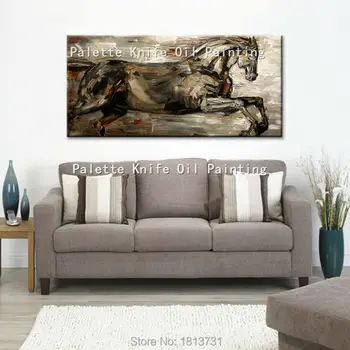 ציור שמן על בד תמונות קיר ציורי קיר סלון אמנות בד פופ ארט הסוס המודרני מופשט צבוע ביד 15