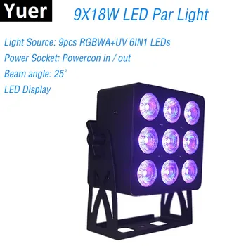 סגסוגת אלומיניום LED Par 9X18W RGBWA+UV 6IN1 LED Par יכול Par LED אור הזרקורים די. ג ' יי לייזר מקרן לשטוף אפקט תאורה אורות הבמה