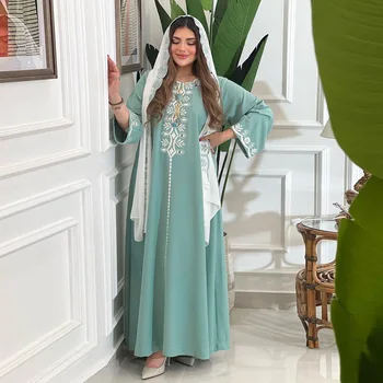 שתי חתיכות להגדיר abaya פאטאל דובאי טורקית אופנה בגדי נשים מוסלמיות ערכות רקמה בגדים אלגנטיים לנשים מוסלמיות