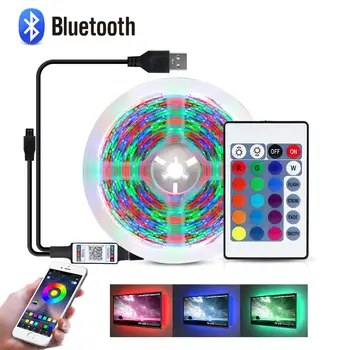 Bluetooth מוסיקה App בקרת DC 5V USB 2835 RGB LED הרצועה מנורה-RGB הספר הנורה טלוויזיה תאורה סרט השולחן עיצוב הקלטת מיתרים