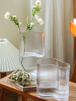 אור יוקרה שקוף אגרטל זכוכית לקישוט הבית קישוט סידור פרחים שולחני הידרופוני בקוטר גדול אגרטל