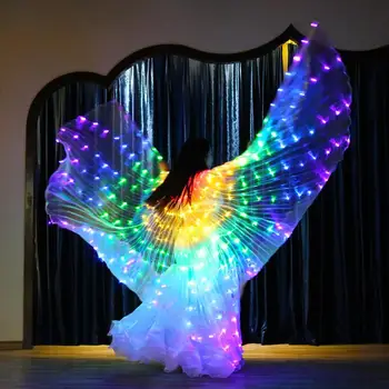 ריקודי בטן LED כנפיים ילדים ביצועים פלורסנט פרפר דאעש כנפיים ריקודי בטן Bellydance קרנבל Led תחפושות להראות