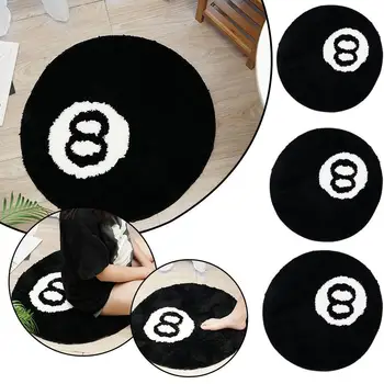 Top איכות הדמיה ביליארד 8 כדור שטיח עגול Tufting כיסא רך משטח נגד החלקה לאמבטיה שטיח הרצפה ילדים השינה שחור השטיח