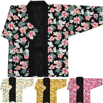 Hanten חורף נשים יפניות בגדים מסורתיים קימונו קר הגנה כותנה ז 'קט קרדיגן יאקאטה יפן, פיג' מה גברים Haori