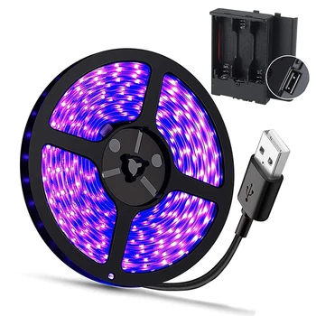 2.5 מ ' UV Led רצועת אור USB dc 5v UV אור שחור 390nm-400nm רצועת להציף אור ניאון צבע גוף מסיבת ריקודים הבמה תפאורה