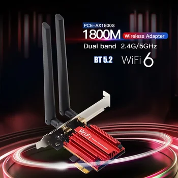 WIFI 6 1800Mbps PCIe מתאם הרשת האלחוטית Dual Band 2.4 G/5GHz 802.11 AX-Bluetooth תואם 5.2 Wi-fi כרטיס PC לנצח 10 11