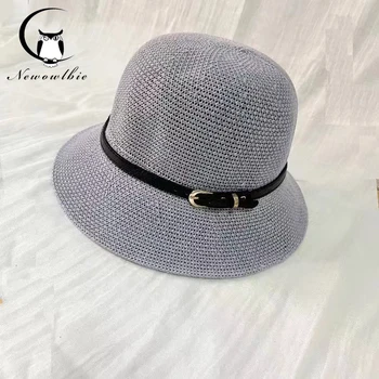 אופנה חדשה לנשים בקיץ כובע פשתן פשוטים לנשימה רעננה כובע נסיעות הגנה מפני השמש חיצוני שמש כובע מתקפל עמיד UV