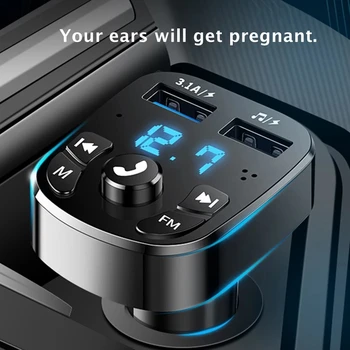 המכונית 5.0 משדר FM דיבורית אלחוטית מקלט אודיו אוטומטי נגן MP3 USB מטען מהיר-Bluetooth תואם אביזרי רכב