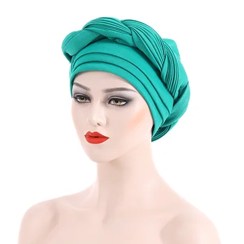בסגנון בוהמי בעבודת יד צמה טורבן לחצות בנדנה ורפוי כובע לנשים מוסלמיות חיג ' אב איסלאמי ראש לעטוף את השיער