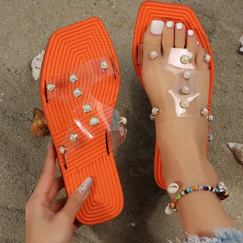 הקיץ y2k נשים נעלי כתום שחור חאקי ברור Jelly נעלי בית לנשים בנות קנבוס+ גומי Sliipers על החוף ייעוד
