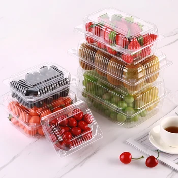 100pcs חד פעמיות פירות בקופסאות פלסטיק ירקות שימור ממסעדה מאפים אפייה עוגה תיבות כיתה מזון ממסעדה אריזה
