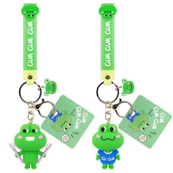 צפרדע מחזיק מפתחות פרצוף מחייך ירוק צפרדע בעלי חיים קריקטורה צפרדע בובה תליון תיק על הרכב מפתח טבעת אביזרים רכים אנימה Keyring