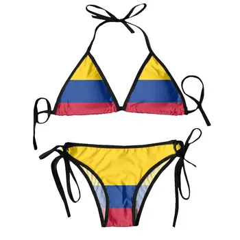 סקסי ברזילאי חוטיני ביקיני Mujer בגדי ים נשים 2023 הדגל של קולומביה הקיץ Beachwear