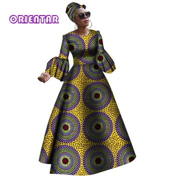 במלאי אפריקה שמלות לנשים שרוול ארוך O-צוואר ארוך שמלת מסיבת WY2868-XH