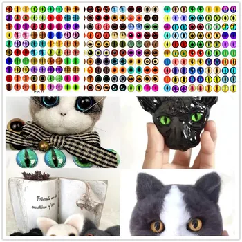 50Pcs 6/8/10/12mm בובה עין זכוכית עגול הדרקון עיני חתול בזוגות Flatback Cabochons קישוט מחזיק מפתחות DIY אביזרים