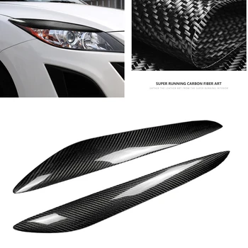 פנס בגבה לקצץ מאזדה 3 Mazda3 2010-2013 לפני ראש אור מנורה לכסות את המצח סיבי פחמן פנס העפעף מדבקה הרצועה
