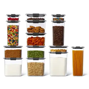זוהר טריטן פלסטיק אחסון מזון במזווה סט של 14 מיכלים עם מכסים (28 חלקים סה 