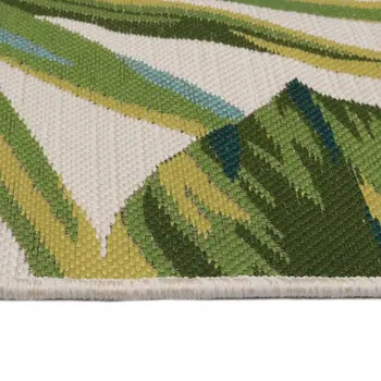 מעולה 5X7 עלים ירוקים השזורים חיצונית השטיח - אלגנטי, עמיד & עמעום עמידים, מושלם עבור כל חצר או סיפון תפאורה.