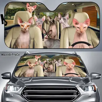 חתול ספינקס המכונית שמש, צל, חתול ספינקס השמשה הקדמית, חתולים המשפחה שמשיה, חתולים אביזרי רכב, קישוט רכב, ספינקס אוהבי חתולים G