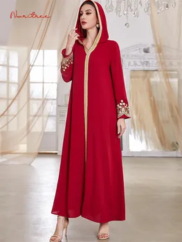 אופנה ברדס רקמה השמלה המוסלמים החלוק Musulmane טורקית דובאי Abaya המוסלמים החלוק הערבי פולחן שירות wy865 הסיטוניים