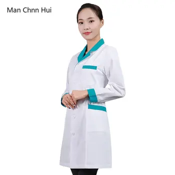 פילינג רפואי אחיד נשים חלוק מעבדה ארוך Sleevs תחפושת אחות קוסמטיקאית Workwear רופאה בגדי העבודה מעבדה החולצה