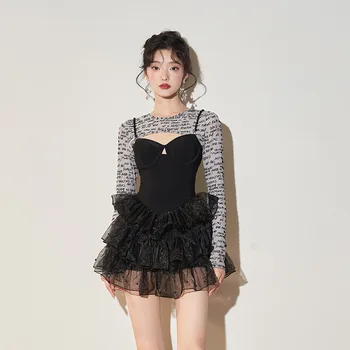 Wisuwore חצאית חלק אחד של בגדי נשים השמרנית של הבטן Coverup חזה קטן 2023 קוריאנית ארוכה-אביב חם בגד ים