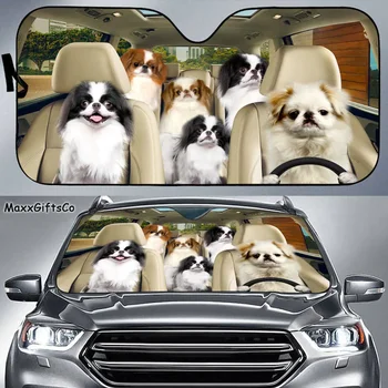 צ 'ין יפני המכונית שמש בצל, צ' ין יפני השמשה הקדמית, כלבים המשפחה שמשיה, כלבים אביזרי רכב, קישוט רכב, כלבים אוהבים G