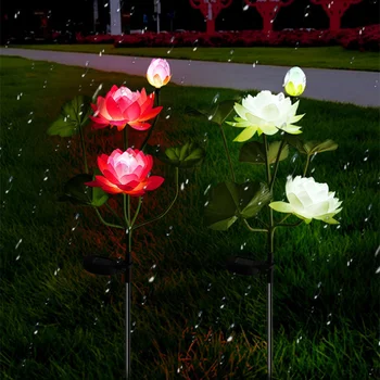 LED סולארית סימולציה פרח לוטוס סולארית Led חיצונית בגינה בחצר דשא מנורת לילה נוף גן בית קישוט פרחים