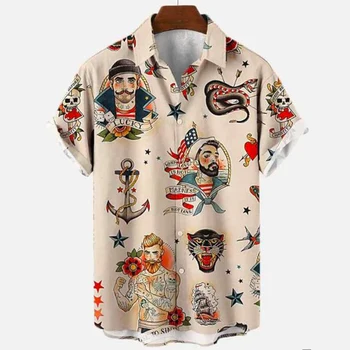 2023 גברים קיץ חולצת הוואי חברתי פרחוני אנימה חוף ים עבור הדפסת 3d שרוול קצר האופנה חולצות טי Homme גדול בתוספת גודל