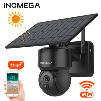 INQMEGA WIFI השמש מצלמת אבטחה והגנה 2MP Tuya בית חכם, קולטים סולריים וידאו, מעקב מצלמות במעגל סגור PTZ חיצונית גן אור