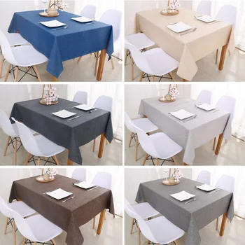 נוי מפות שולחן מלבני מפות שולחן האוכל כיסוי צבע אחיד כותנה פשתן מפת שולחן שולחן אוכל לכסות