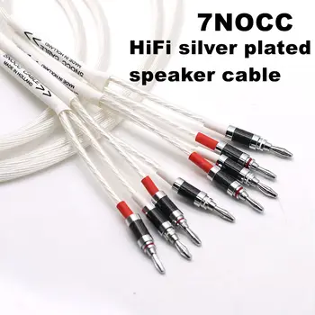meeaocc 12-core HIFI מצופה כסף כבל רמקול Hi-end 7N OCC כבל רמקול Hi-Fi מערכת Y תקע בננה התקע למגבר כבל