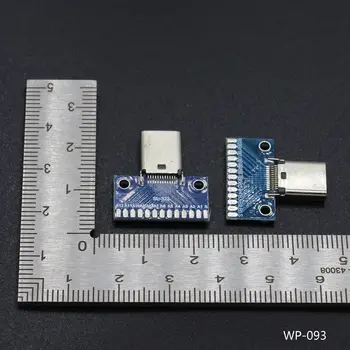 1 יח ' 3 אפשרות USB 3.1 Type C מחבר 24+2P זכר נקבה Plug קיבול מתאם חוט הלחמה & כבלים 24P+2P PCB לוח