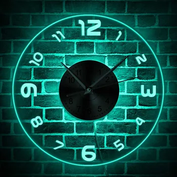 עיצוב מודרני מואר ססגוניות שעון קיר מגניב סלון עיצוב הפנים תלוי שעון זוהר בחושך האווירה אור