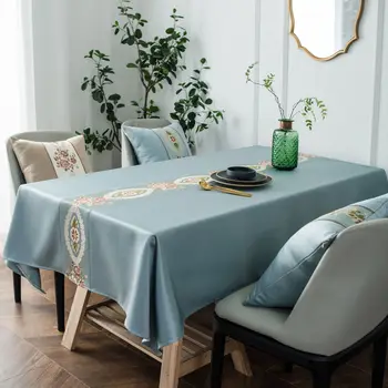 מים הוכחה מלבן מסעדה המפה האירופית יוקרה רקמה שולחן בד 100% פוליאסטר צבע אחיד עבור בית מסיבת